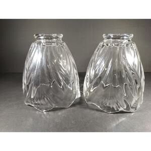 Ceiling Fan Replacement Shades Lot Of 2 Fitter 2 1/2 Scalloped Edges